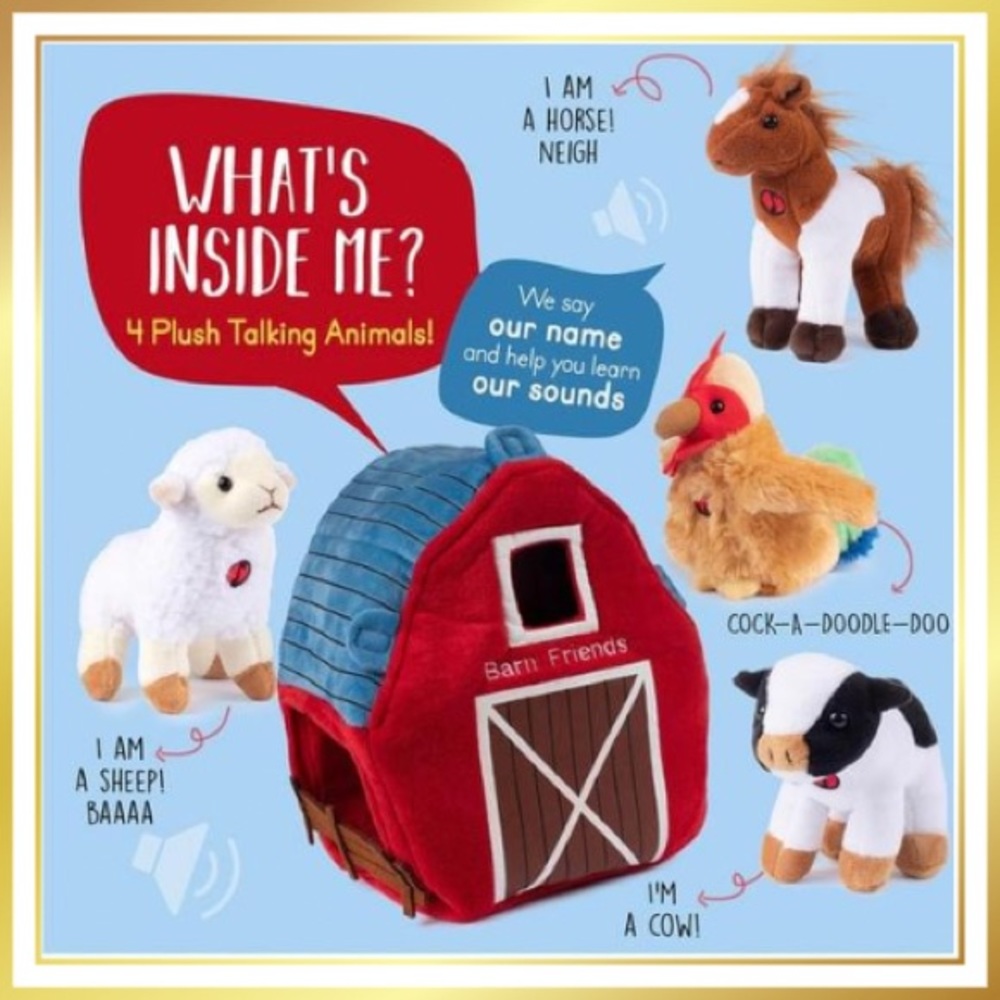Red Barn & Farm Animals Five-Piece Talking Plush Toy Set